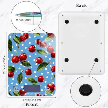 Food Scale Kitchen Scale for Baking Cooking Digital Food Weighing Measuring Scale Small Waterproof Electric Food Scale Blue Dots Red Cherry - color: Blue Dots Red Cherry