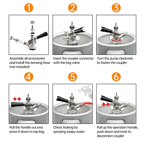 TMCRAFT Keg Coupler, Stainless Steel Probe Brass Body D System Sankey Keg Tap Coupler for I.D 5/16'' Draft Beer Line Gas Brewing Tubing with Check Valve Sealing Washer& Hose Clamp