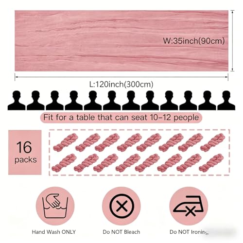 16 Pack Dusty Rose Cheesecloth Table Runner 10FT, Boho Gauze Cheese Cloth Table Runner Long Rustic Sheer Dusty Pink Table Runners for Wedding Bridal Baby Shower Birthday Party Table Decorations - style: Pink