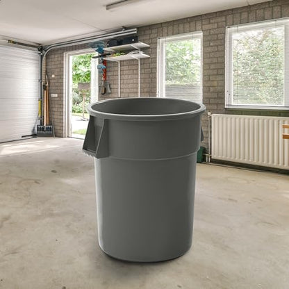 PRO&Family Commercial Round Trash Can, Ingredient Bin, Heavy-Duty Plastic, Anti-Static, Kitchen, Office, Outdoor Use (Gray, 55 Gallon) - color: Gray, size: 55 Gallon