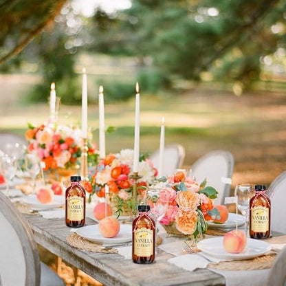 BHHQHH 16Pcs 8 oz Amber Glass Bottle Boston Round Bottles for Vanilla Extract Homemade,Brown Vanilla Extract Bottles with Caps for Syrup Gift Glass Food Storage Canister and Sauce Beans - size: Large