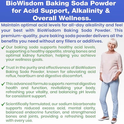 Baking Soda Powder for Organic Use, Grade 1 Aluminum Free Baking Soda, Natural No Chemicals, Pure Powder for Cooking, Stomach Acid, Kidney Supplement, 1lb