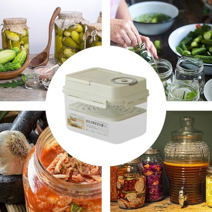 Fermentation Container - Adjustable Inner Lid, Manual Degassing Vegetable Maker, Anaerobic Sauerkraut Maturation Tank, 4L Plasticc Brine Sealing Tub | Traditional Alternative for Chefs & Fermenters