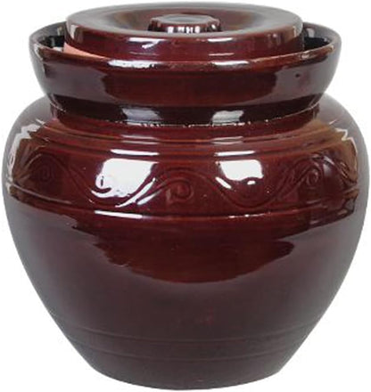 ELEFOCUS Large Traditional Chinese Porcelain Pickle Jar,Ceramic Fermentation Crock with Water Seal Airlock Lid,Sauerkraut brown-5L(11L) - size: 11L