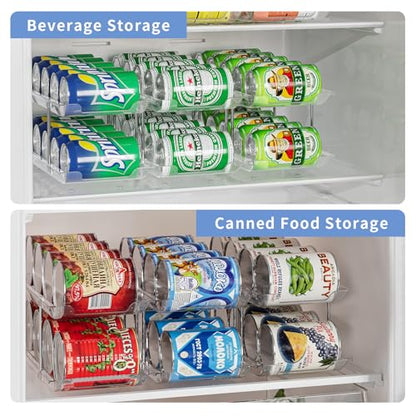 Jsyrjing Can Organizer for Pantry, 3-Tier Stackable Can Dispenser Rack | Automatic rolling, Modular flexible combination, Extra-thick clear material, Cabinet pantry fridge countertop storage - size: 3*3