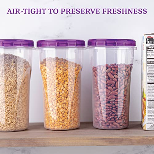 PLASTICPRO 48 Ounce Twist Top Deli Containers Clear bottom With Purple Top Twist on Lids Reusable, Stackable, Food Storage Freezer Container - color: Purple