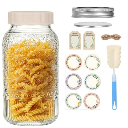 64oz Mason Jars Wide Mouth 1-Pack, Half Gallon Glass Canning Jars with Airtight Lids, Large Glass Containers for Pantry Storage, Fermenting, Pickling, Cold Brew, DIY Projects - color: Clear-64OZ