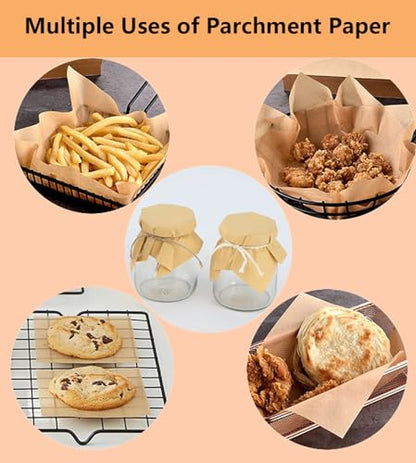 200Pcs 6" x 6" Unbleached Parchment Paper, Burger Patty Paper, Non-Stick Squares Wax Paper Sheets for Seperating Patty, Cookies, Baking, Wrapping Candies Brown - color: Brown Square, size: 6"X6" 200Pcs