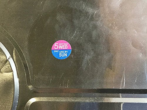 Dissolvable Wednesday Through Sunday 5 Day Food Rotation Labels, 3/4 Inch Use By Stickers, 500 Total Adhesive Labels on a Roll for Restaurant and Kitchen Prep – Made in the USA - color: Wednesday