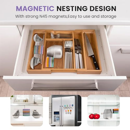 Magnetic Measuring Cups and Spoons Set-Heavy Duty 304 Stainless Steel，Double Measurement Markings，Set of 16 with Leveler for Measure Dry and Liquid Ingredients - color: Color