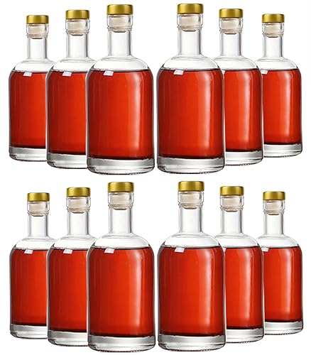 Clear Glass Bottles 6 oz - 200ml [Pack of 12] for Wine Beverages Drinks Oil Vinegar Kombucha Beer Water Soda with Cork Stopper Airtight Lid - color: Clear-6oz-12pack