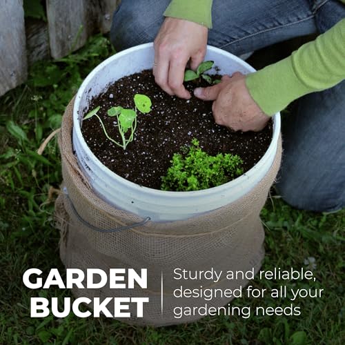 5-Gallon White Bucket Pail Container with Lid | Food Grade | Heavy-Duty 90MIL Extra Durable | Metal Handles with Plastic Grip for Easy Carrying | Multi-Use | Easy Stack and Store | BPA Free