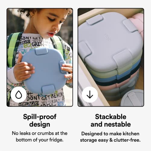 STOJO Collapsible Sandwich Box – 24oz, Reusable Food Storage Container, Silicone Bowl for Hot/Cold Food – Meal Prep, Lunch, Camping, Hiking – Dishwasher Safe (Peony, Set of 1) - color: Peony