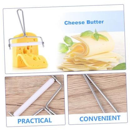 2pcs Stainless Steel Multi-purpose Cheese Slicer and Cream Cutter Efficient Butter Scraper for Kitchen and Bakery Ergonomic Wire Handle Silver Finish