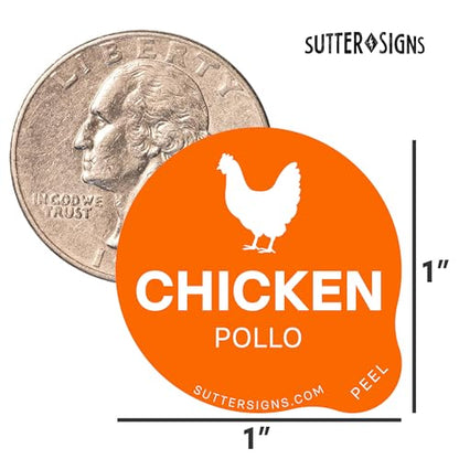 Chicken Food Labels 500 pcs | 1" Dot Bold Sticker Labels for Party Buffet, Delis, Sandwich Shops, Food Containers - size: 1" (Bold)