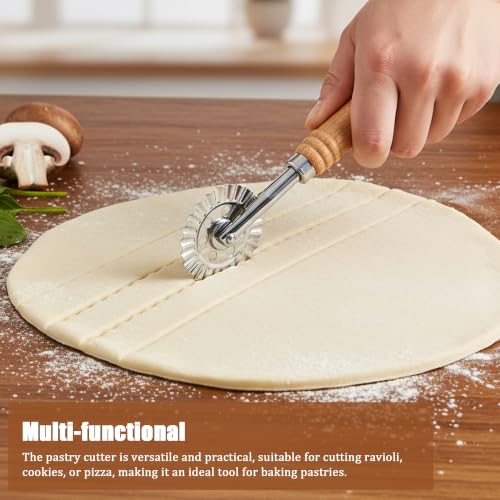 Long Handle Large Cutter Wheel - Exquisite Wooden Handle, Perfect for Pasta, Pizza, Ravioli, Pastry,Cookie - Versatile Crinkle and Biscuit Cutter for Effortless Slicing - color: Long Handle Large Cutter Wheel