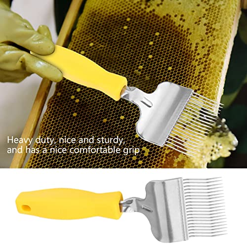 Bee Keeping Uncapping Fork, Honey Uncapping Fork Stainless Steel Honey Scraper with 19 Tines and Plastic Handle, Beekeeping Hive Tool 8.66 X 2.76 Inch