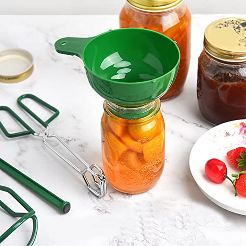 5PCS Canning Supplies Canning Kit, Canning Essentials Set Include Tongs, Wide Mouth Funnel, Jar Lifter, Jar Wrench, Magnetic Lid Lifter, Stainless Steel Anti-Scald Clip Suit (Green) - color: Green