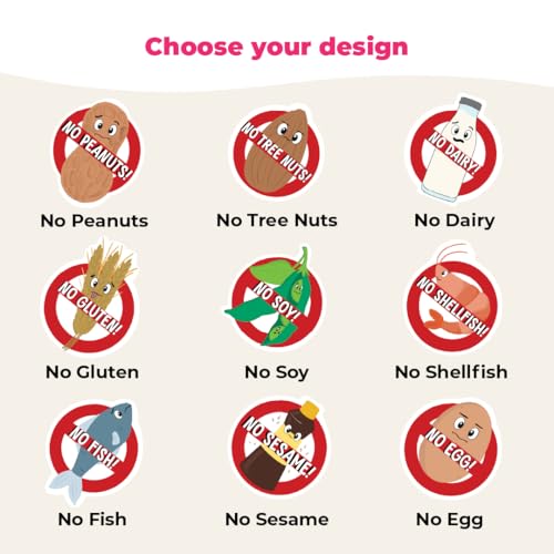 Mabel’s Labels Kids’ Allergy Awareness Stickers – Waterproof, Dishwasher-Safe Reminder for School & Lunch Gear – 8 Common Allergens (Tree Nuts)