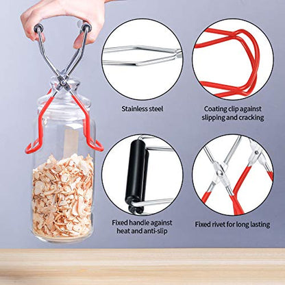 3 Pcs Canning Funnels for Wide and Regular Jars, Stainless Steel Wide Mouth Funnels, Metal Funnel Set for Kitchen Use, Transferring Liquid Power Mason Jam Grains, with Jar Tongs Lifter