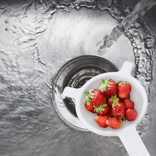 HIC Kitchen Double-Ear Fine Mesh Strainer, BPA-Free, 4-Inch, For Sifting Baking Ingredients, Straining, And Draining Soups And Sauces - color: Double-Ear Fine Mesh White, size: 4-Inch
