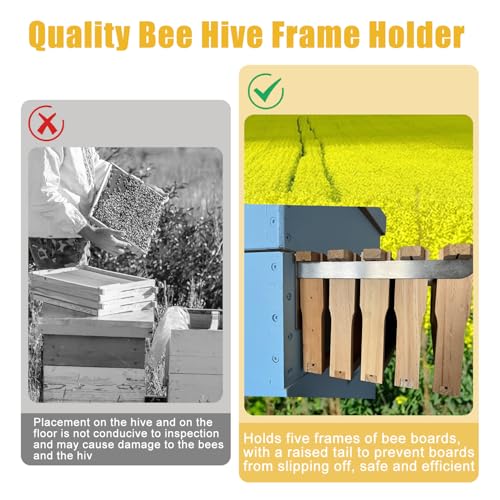 Stainless Steel Beehive Frame Holder, 4 Pcs Beehive Inspection Bracket, 5-Frame Capacity Beehive Inspection Stand, Beekeeping Tools Hive Starter Kit for All Beekeepers - color: Matte Brushed Stainless Steel-4