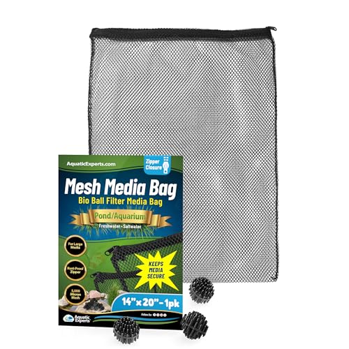 Aquatic Experts Mesh Media Bags – Large Hole 1/8" Mesh with Rustproof Plastic Zipper for Bio Balls & Large Filter Media (14" x 20", 1 Pack) - size: 14" x 20" (1 Pack)