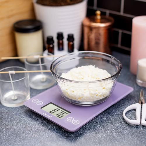 Escali Arti Glass Food Scale Digital Countertop Kitchen, Baking and Cooking Scale with Large Display, 15-Pound Capacity, 9" x 6.5" x .75", Classic Violet - color: Violet