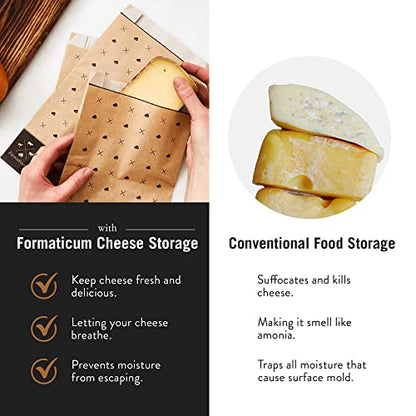 Formaticum Cheese Storage Kit x 3 - Cheese Storage Bags (45), Cheese Storage Paper (45) and Cheese Log Pocket Journal (3)