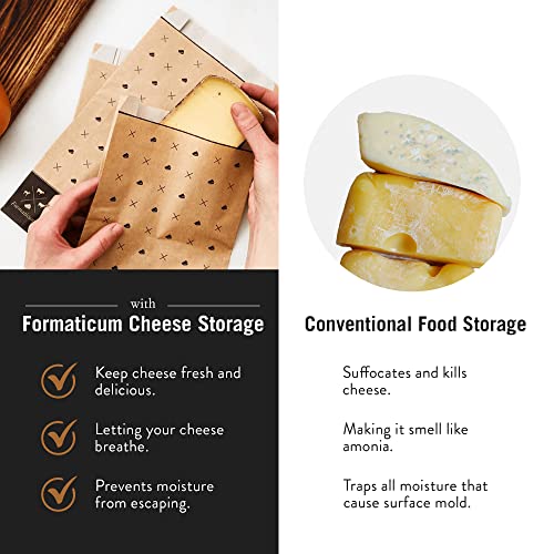 Formaticum Cheese Storage Kit x 4 - Cheese Storage Bags (60), Cheese Storage Paper (60) and Cheese Log Pocket Journal (4)
