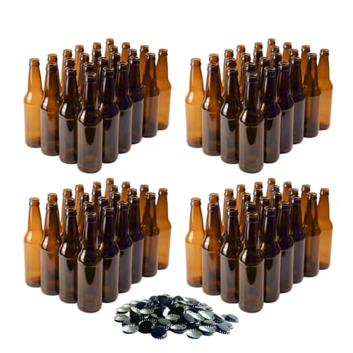 FastRack Amber Beer Bottles 12oz (Pack of 96) | Longneck Glass Beer Bottles with Pry-off Crown Finish for Home Brewing Mead, Cider & Kombucha | Durable Brewing Bottle & Bottling Kit - size: 12oz - 96 Pack