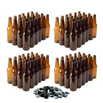 FastRack Amber Beer Bottles 12oz (Pack of 96) | Longneck Glass Beer Bottles with Pry-off Crown Finish for Home Brewing Mead, Cider & Kombucha | Durable Brewing Bottle & Bottling Kit - size: 12oz - 96 Pack