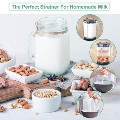 Soy / Nut Milk Bag - XL12"X10” Two bags - Hot / Cold brew, Commercial Grade Reusable All Purpose Food Strainer - Food Grade BPA-Free - Ultra Strong Fine Nylon Mesh