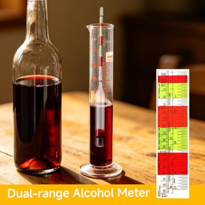 2 Pack Triple Scale Measure Hydrometer, Wine and Beer Hydrometer with Cleaning Cloth, Specific Gravity Tester for Alcohol Sugar, Home Brewing Equipment for Mead Wine Making Supplies