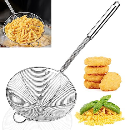 Yimi 16.5 Inch Spider Strainer Cooking Skimmer for Cooking and Frying | Double Hook Long Handle Spiral Wire Spoon Ladle with Reinforced Double Coil for Cooking, Ideal for Gift - size: X Large Spider Strainer for Frying