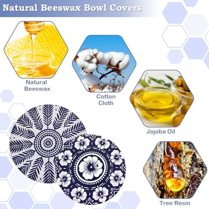 2 Large Reusable Beeswax Bowl Covers for Bread Proofing, 10/12 Inch Elastic Beeswax Wraps Cotton Cloth Sourdough Bowl Covers for Proofing Baskets, Mixer Bowls, Food Storage Containers - color: Palm Branches