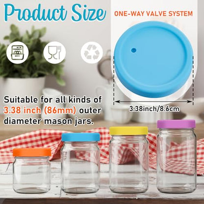 Teenyyou 6 Pcs Silicone Fermenting Lids for Wide Mouth Mason Jar, Airlock Waterless Fermenter Caps, 86 mm Silicone Cover with Vent for Kimchi, Fermented Probiotic Food, Jars Not Included(Classic) - color: Classic