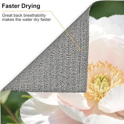 White peony Dish Drying Mat for Kitchen Counter, Absorbent Microfiber Drainer Mats, Non-slip Kitchen Draining Mat for Coffee Machine Dish Rack Pad 18"x16" Dish Drainer Pad - color: White Peony