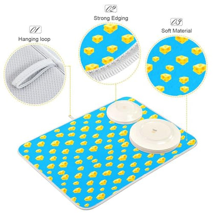 Qilmy Cheese Dish Drying Mat Absorbent Reversible Dish Drainer Pad Tableware Mat for Kitchen Counter Home Decoration, 18 x 24 Inch - size: 18 x 24 Inch