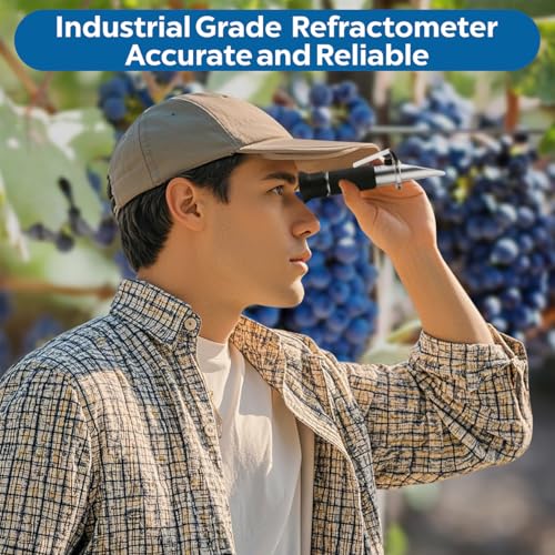 Brix Refractometer with Dual Scale - Specific Gravity & Brix, High Precision Handheld Refractometer Hydrometer with ATC for Beer Brewing Wine Making, Home Brewing Kit
