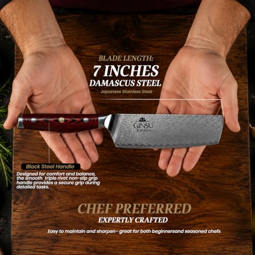 7" Cleaver - Stainless Steel AUS 10 Damascus - Heritage Collection - Authentic Japanese Performance in Your Kitchen