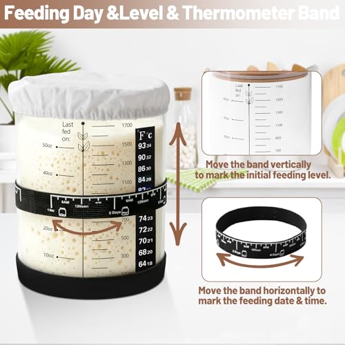 EOKPHULL Sourdough Starter Jar Kit,50 OZ Wide Mouth Sourdough Starter Jar Glass with Measurement,Sourdough Bread Baking Tools for Sourdough Lovers Beginners,Reuseble Sour Dough Home Baking Supplies