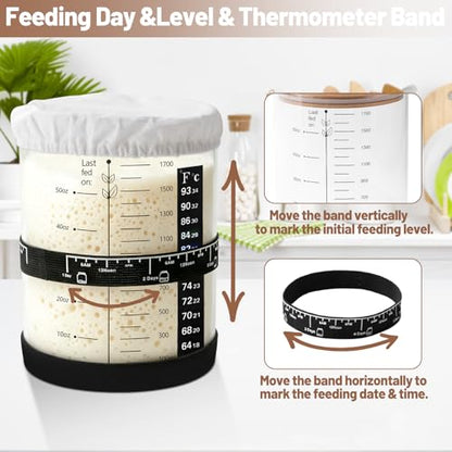 EOKPHULL Sourdough Starter Jar Kit,50 OZ Wide Mouth Sourdough Starter Jar Glass with Measurement,Sourdough Bread Baking Tools for Sourdough Lovers Beginners,Reuseble Sour Dough Home Baking Supplies