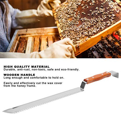 Stainless Steel Honey Uncapping Knife Scraper Beekeeping Tool with Wood Handle