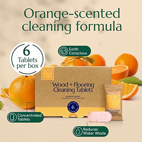 CLEANOMIC Wood and Flooring Cleaning Tablets (6 Pack) - All-Purpose Multi-Surface Household Cleaner Tablets (Orange Scent) - size: 6 Count (Pack of 1)