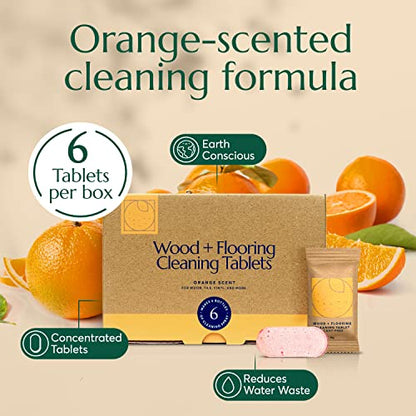 CLEANOMIC Wood and Flooring Cleaning Tablets (6 Pack) - All-Purpose Multi-Surface Household Cleaner Tablets (Orange Scent) - size: 6 Count (Pack of 1)