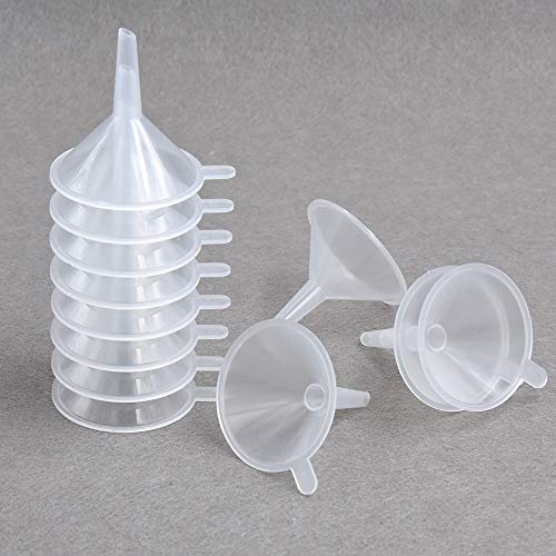Small Plastic Funnel Set, 2.16 Inch Clear Mini Funnels (12 Pack) | Mini transparent funnels for small bottles, essential oils, perfume, science lab liquids, powders
