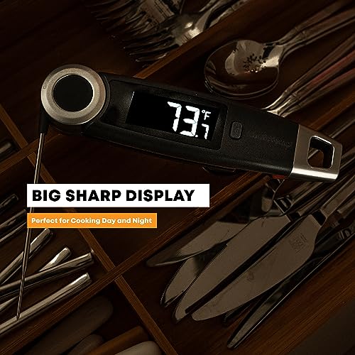Finaltouch X10 Instant Read Digital Meat Thermometer NSF Certified Waterproof Professional for Cooking Grilling BBQ Baking Candy Oil with Rotating Probe and Backlit Display (Charcoal Gray) - color: Charcoal Gray