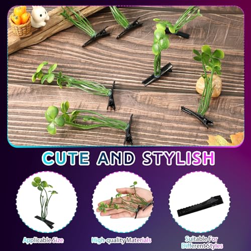 30 Pcs Bean Sprout Hair Clips Rave Mixed Style Plant Hairpins Hair Accessories for Party Irish(Clover) - style: Clover