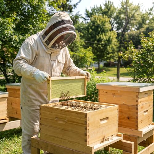 10 Frame Langstroth Medium Super Box Dipped in Beeswax, Bee Hive Box Sections of Wood for Beehives Include Beehive Frames and Wax Foundations, 20 Pack(Green Unassembled) - size: Medium 20pack